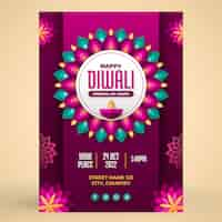 Vector gratuito plantilla de póster vertical del festival de diwali de estilo papel