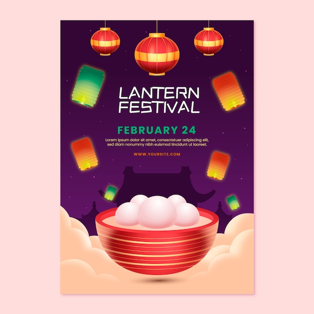 plantilla de póster vertical del festival de linternas de gradiente