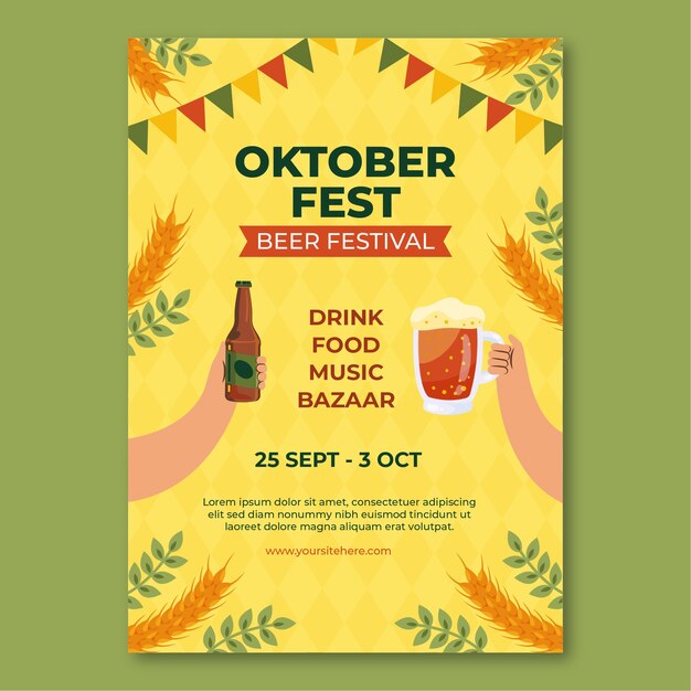 plantilla de póster vertical de Flat oktoberfest