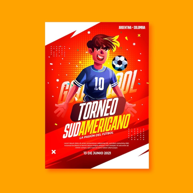 Plantilla de póster vertical de fútbol sudamericano realista