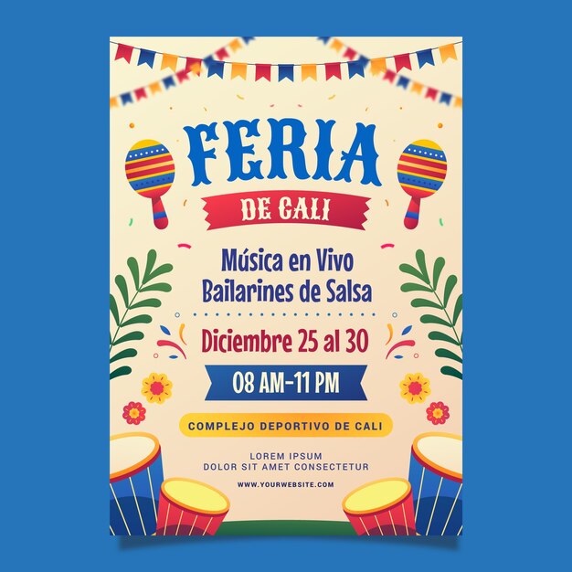 Plantilla de póster vertical de Gradient feria de cali