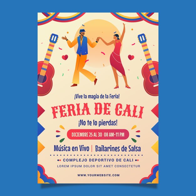 Plantilla de póster vertical de Gradient feria de cali