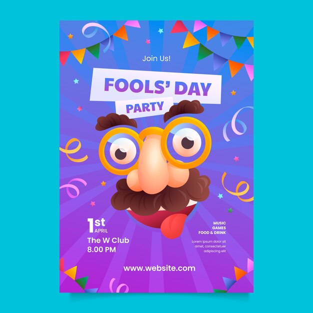 plantilla de póster vertical gradiente para el día del tonto de abril