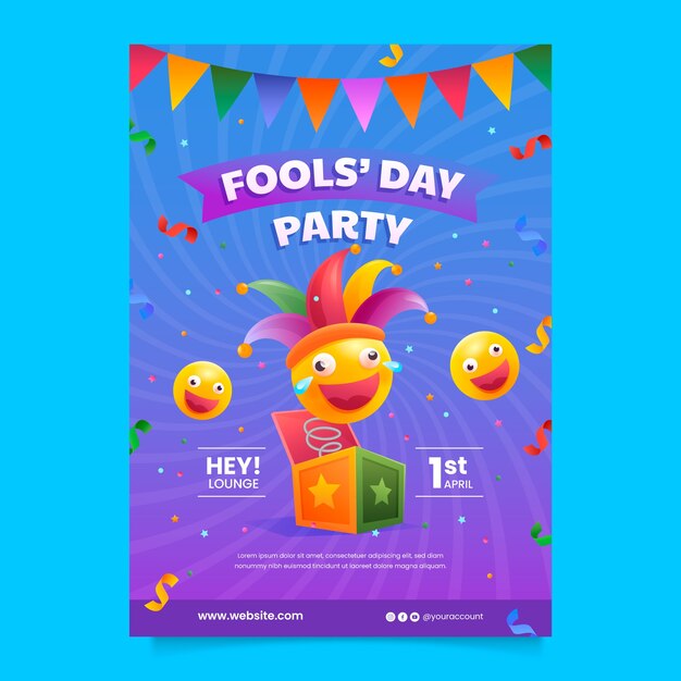 plantilla de póster vertical gradiente para el día del tonto de abril