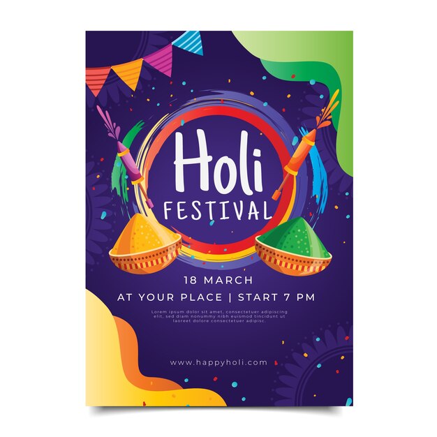 Plantilla de póster vertical holi degradado