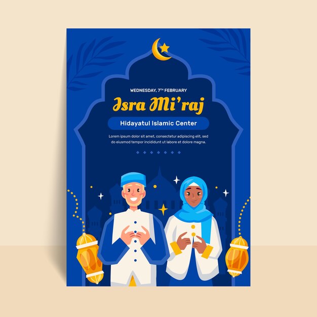 plantilla de póster vertical israel miraj plano