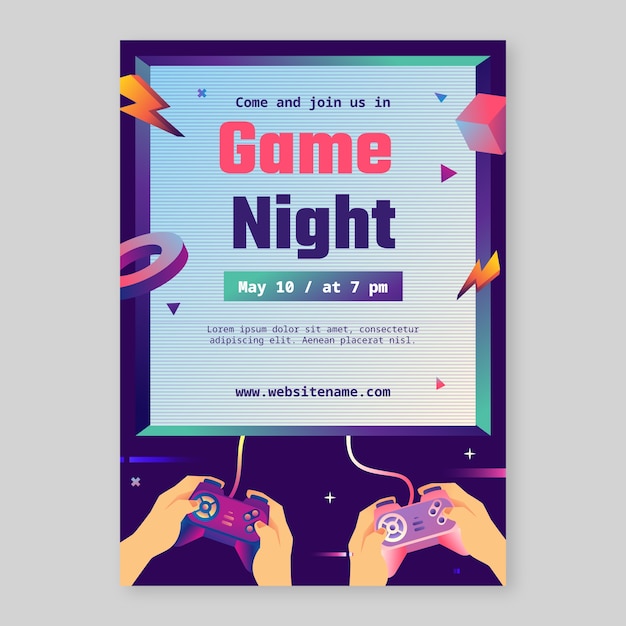 Plantilla de póster vertical de juegos degradados