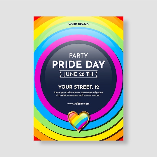 Vector gratuito plantilla de póster vertical lgbt del mes del orgullo degradado