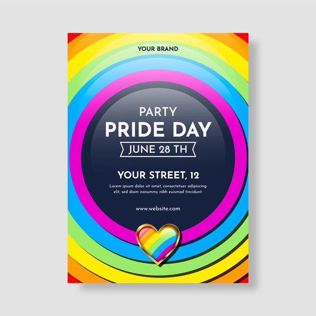 Plantilla de póster vertical lgbt del mes del orgullo degradado