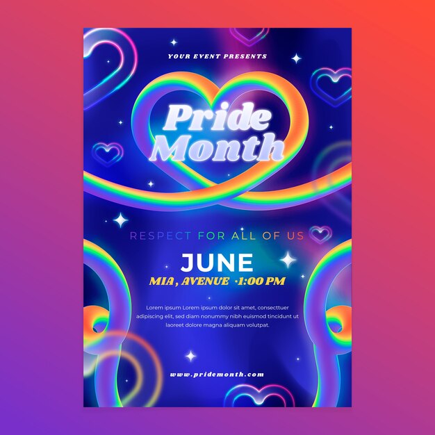 Plantilla de póster vertical lgbt del mes del orgullo degradado