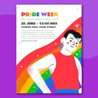 Vector gratuito plantilla de póster vertical lgbt del mes del orgullo dibujado a mano