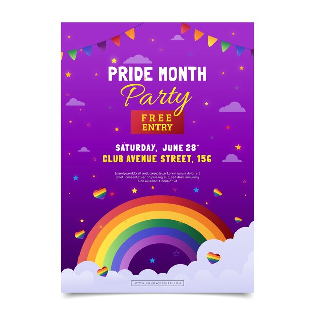 Plantilla de póster vertical del mes del orgullo realista