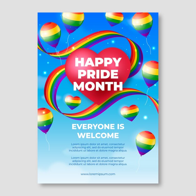 Plantilla de póster vertical del mes del orgullo realista