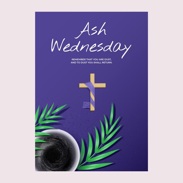 Plantilla de póster vertical del miércoles de ceniza con gradiente