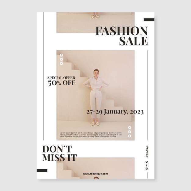 Plantilla de póster vertical de moda y estilo plano