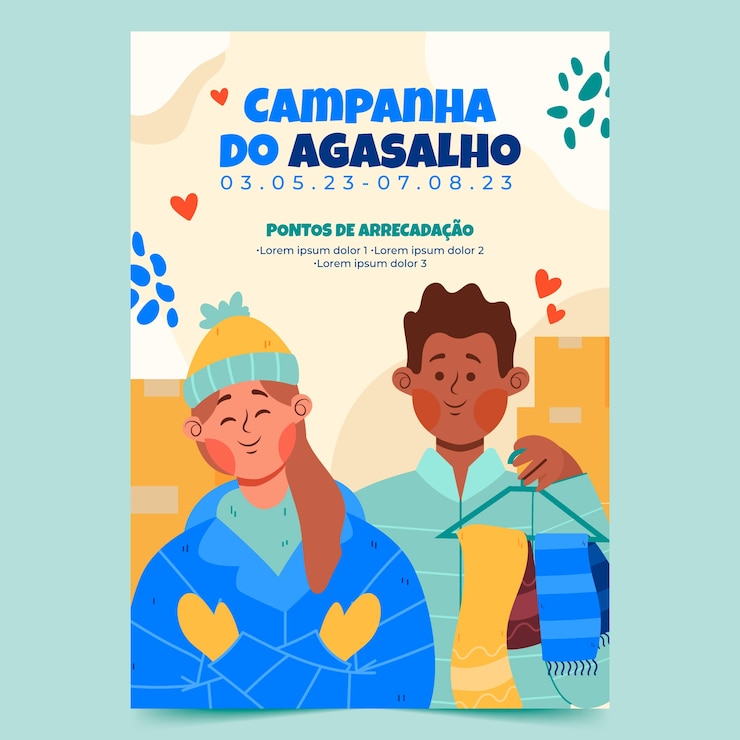 Vector gratuito plantilla de póster vertical plana campanha do agasalho