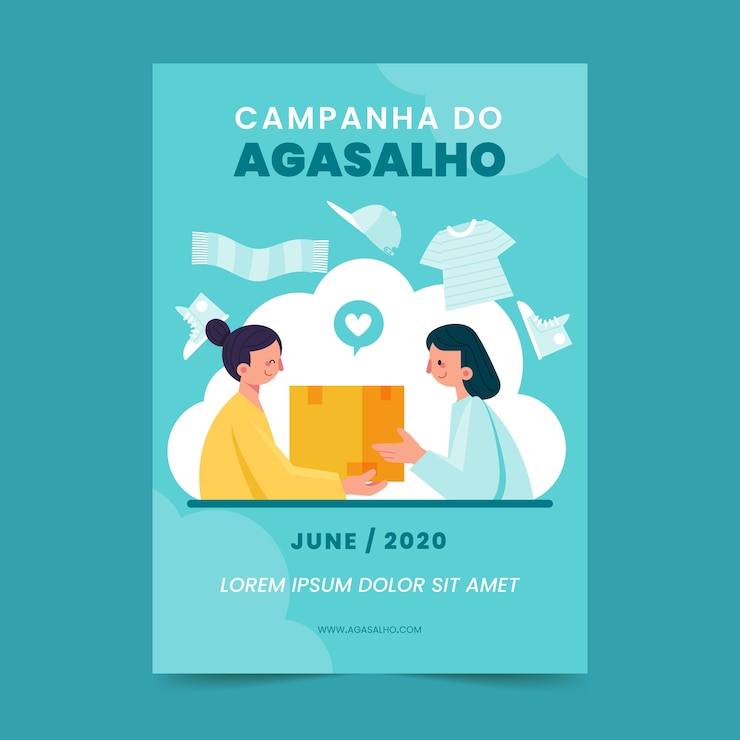 Vector gratuito plantilla de póster vertical plana campanha do agasalho