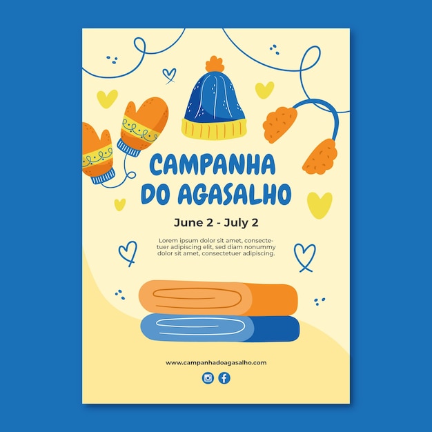 Vector gratuito plantilla de póster vertical plana campanha do agasalho