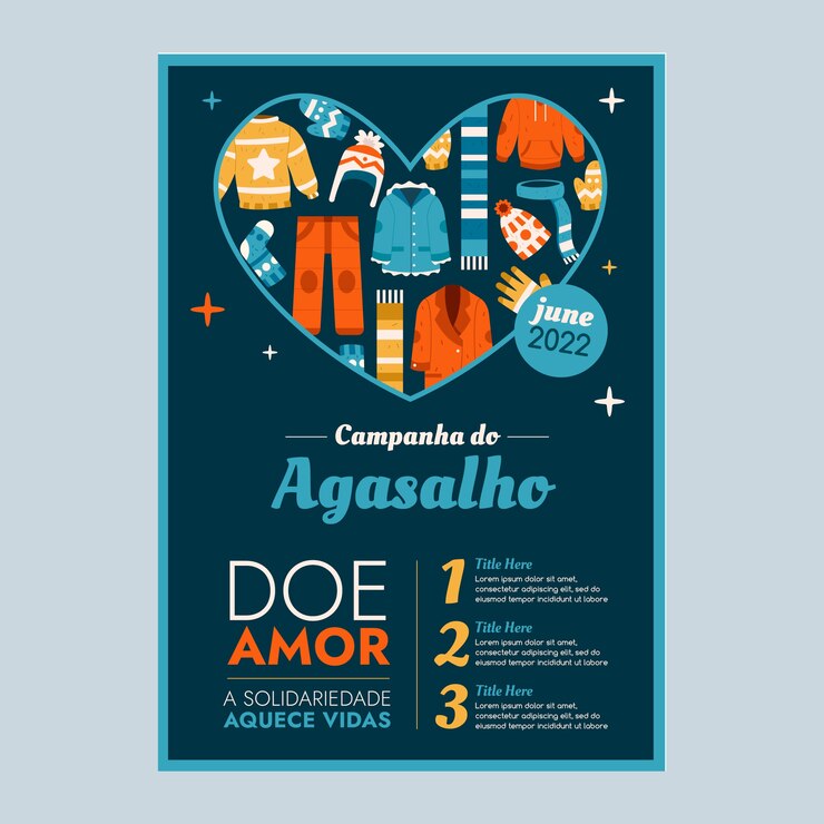 Vector gratuito plantilla de póster vertical plana campanha do agasalho