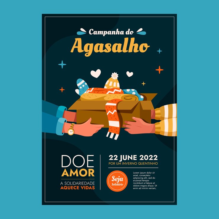 Vector gratuito plantilla de póster vertical plana campanha do agasalho