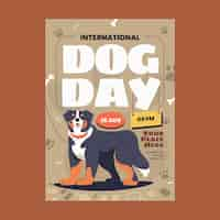 Vector gratuito plantilla de póster vertical plana para la celebración del día internacional del perro