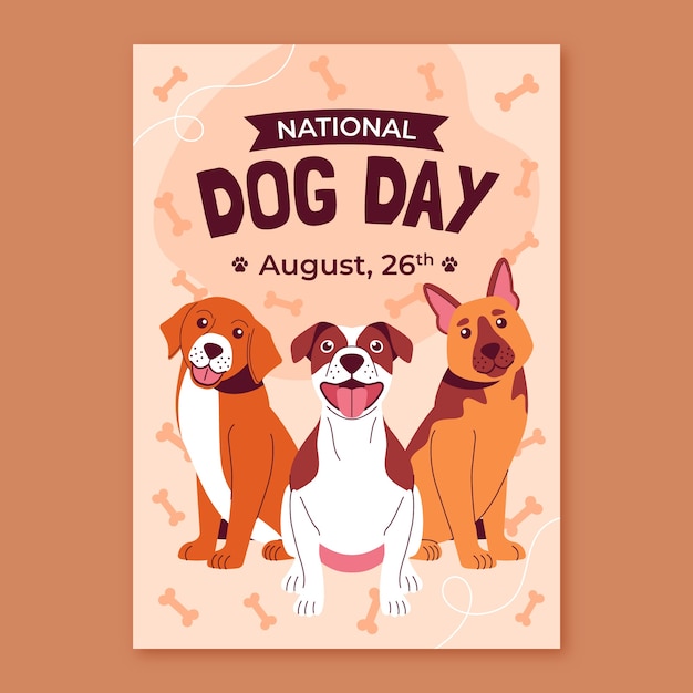 Vector gratuito plantilla de póster vertical plana para la celebración del día internacional del perro