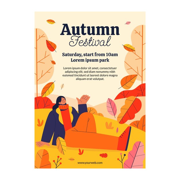 Plantilla de póster vertical plana para celebración de otoño