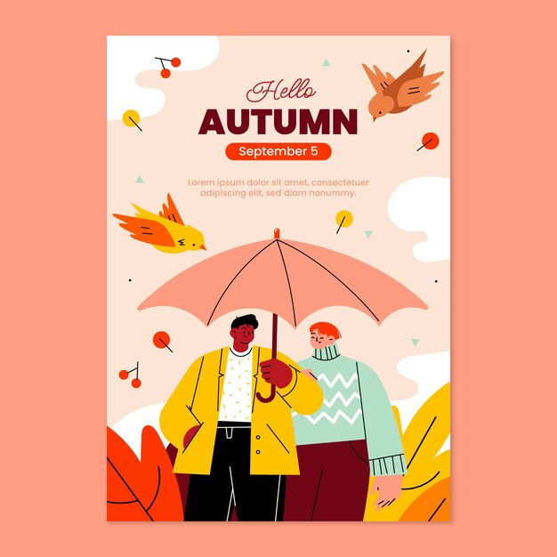 Plantilla de póster vertical plana para celebración de otoño