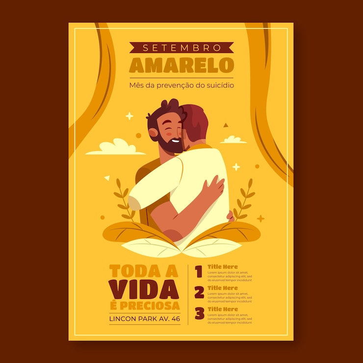 Vector gratuito plantilla de póster vertical plana para la concienciación del mes brasileño de prevención del suicidio