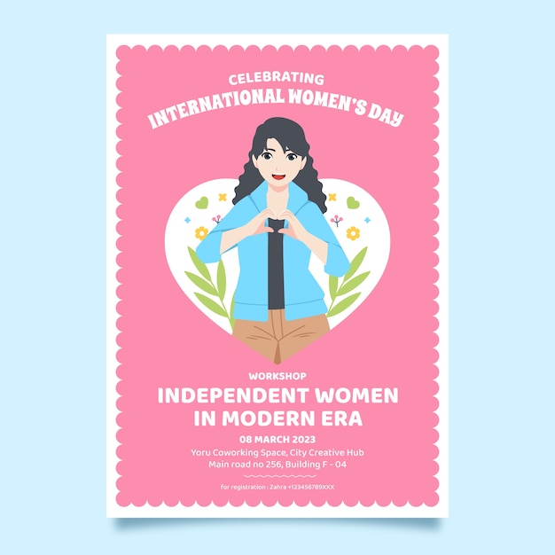 Plantilla de póster vertical plano celebración del día de la mujer