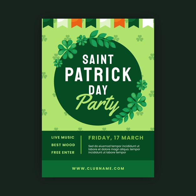 Plantilla de póster vertical plano para la celebración del día de san patricio