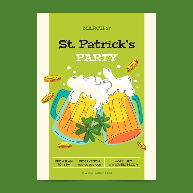 Plantilla de póster vertical plano para la celebración del día de san patricio