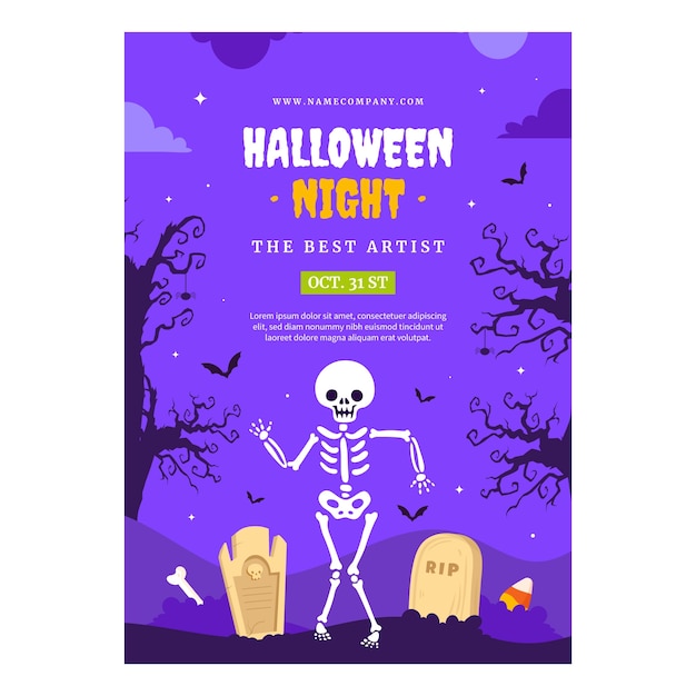 Vector gratuito plantilla de póster vertical plano para la celebración de la temporada de halloween