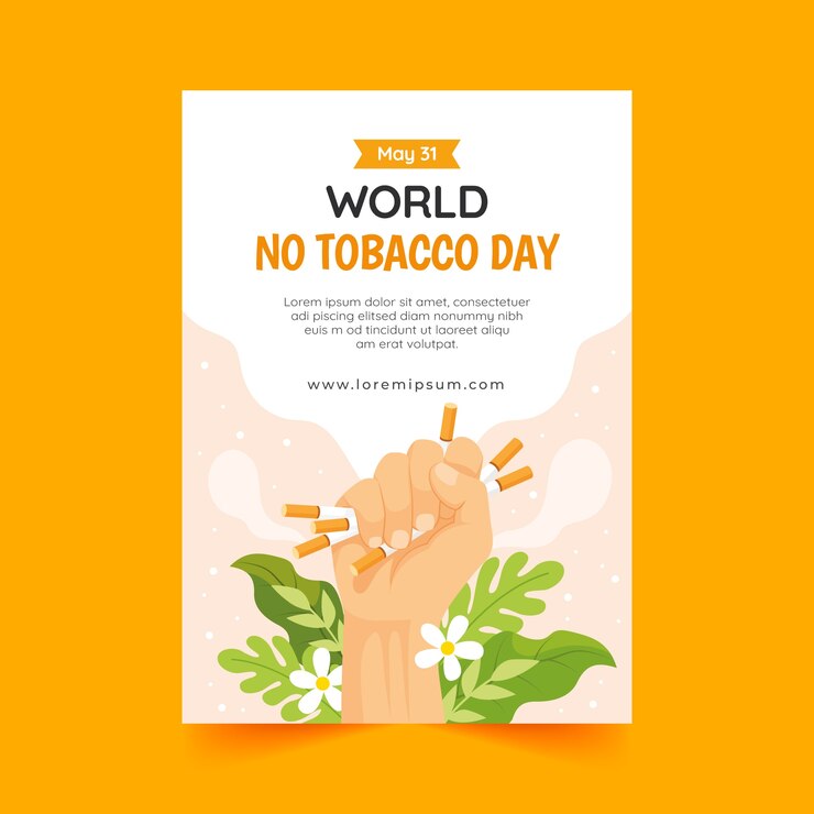 Vector gratuito plantilla de póster vertical plano para la concientización sobre el día sin tabaco