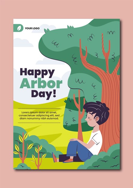 Plantilla de póster vertical plano del día del árbol