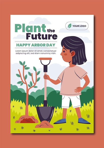Plantilla de póster vertical plano del día del árbol