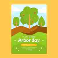 Vector gratuito plantilla de póster vertical plano del día del árbol