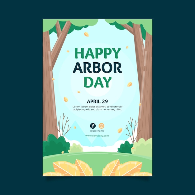 Vector gratuito plantilla de póster vertical plano del día del árbol