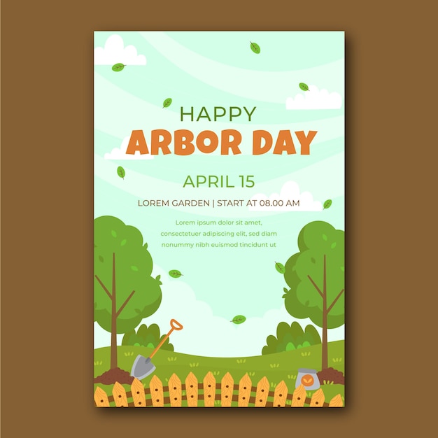 Vector gratuito plantilla de póster vertical plano del día del árbol