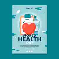 Vector gratuito plantilla de póster vertical plano del día mundial de la salud