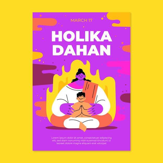 Plantilla de póster vertical plano holika dahan