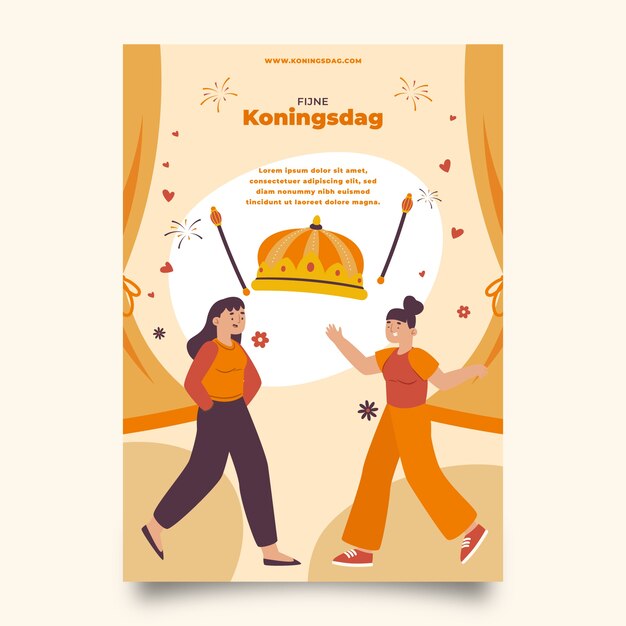 Plantilla de póster vertical plano koningsdag