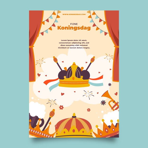 Plantilla de póster vertical plano koningsdag