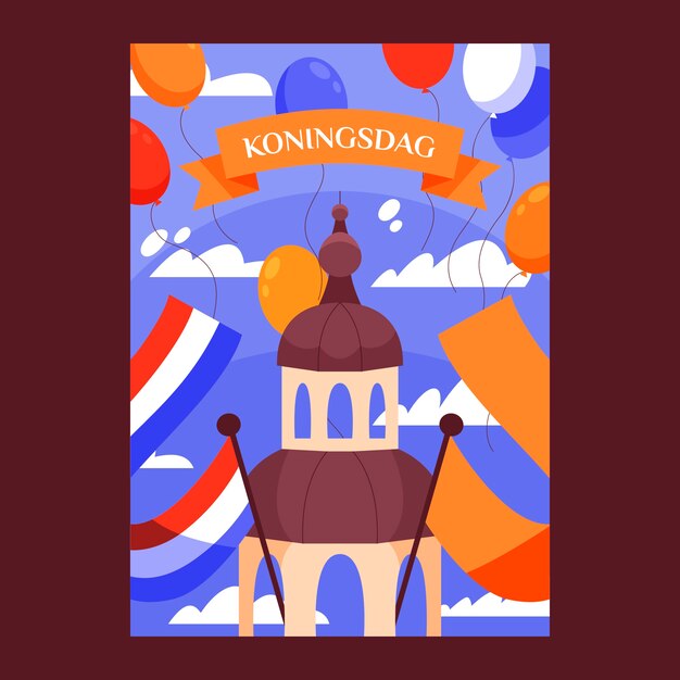 Plantilla de póster vertical plano koningsdag