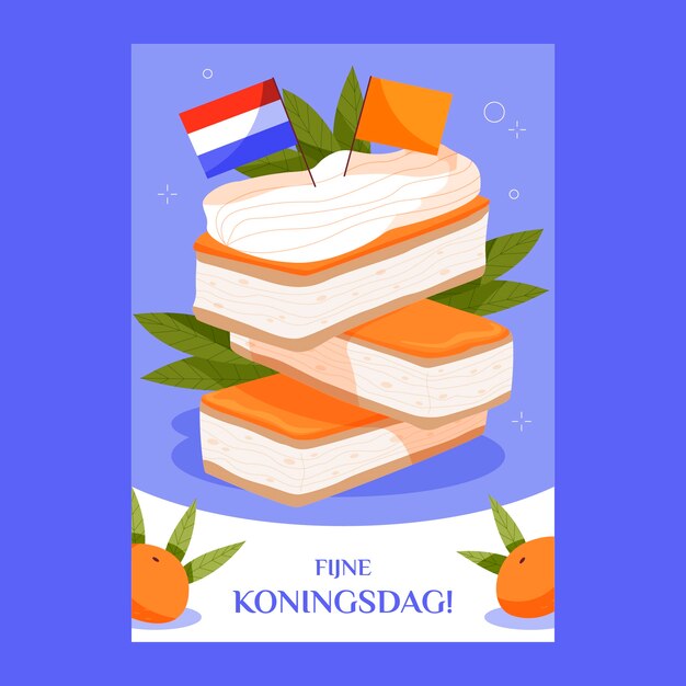 Plantilla de póster vertical plano koningsdag