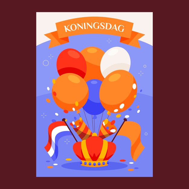 Plantilla de póster vertical plano koningsdag