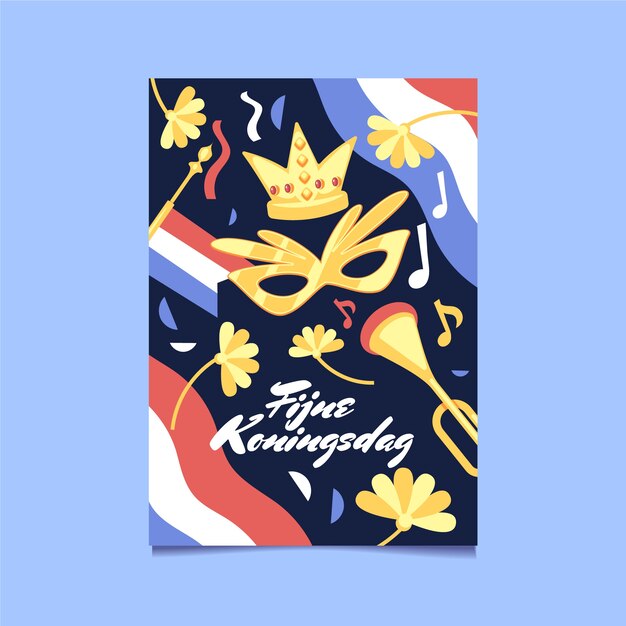 Plantilla de póster vertical plano koningsdag