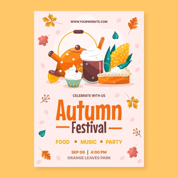 Plantilla de póster vertical plano para otoño