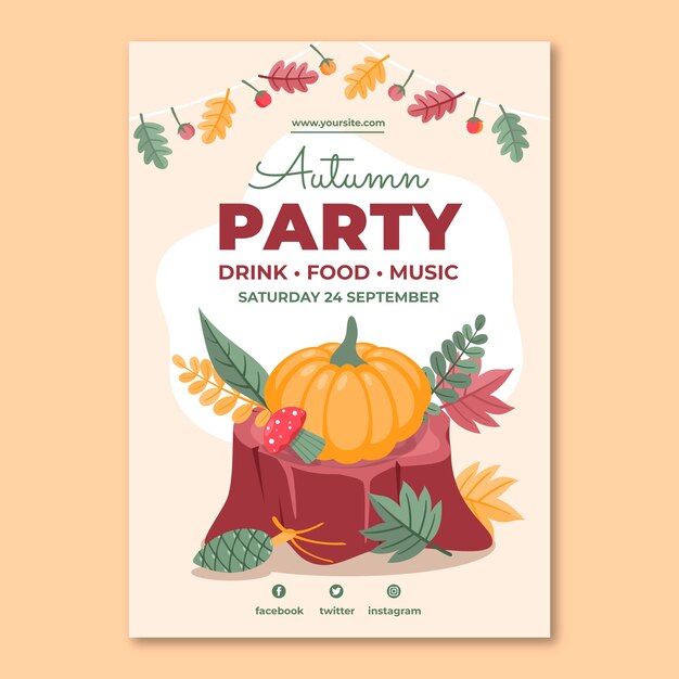 Plantilla de póster vertical plano para otoño