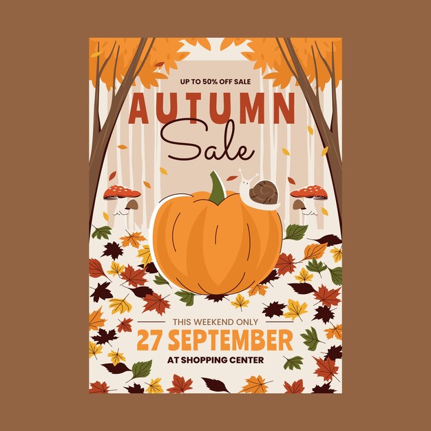 Plantilla de póster vertical plano para otoño